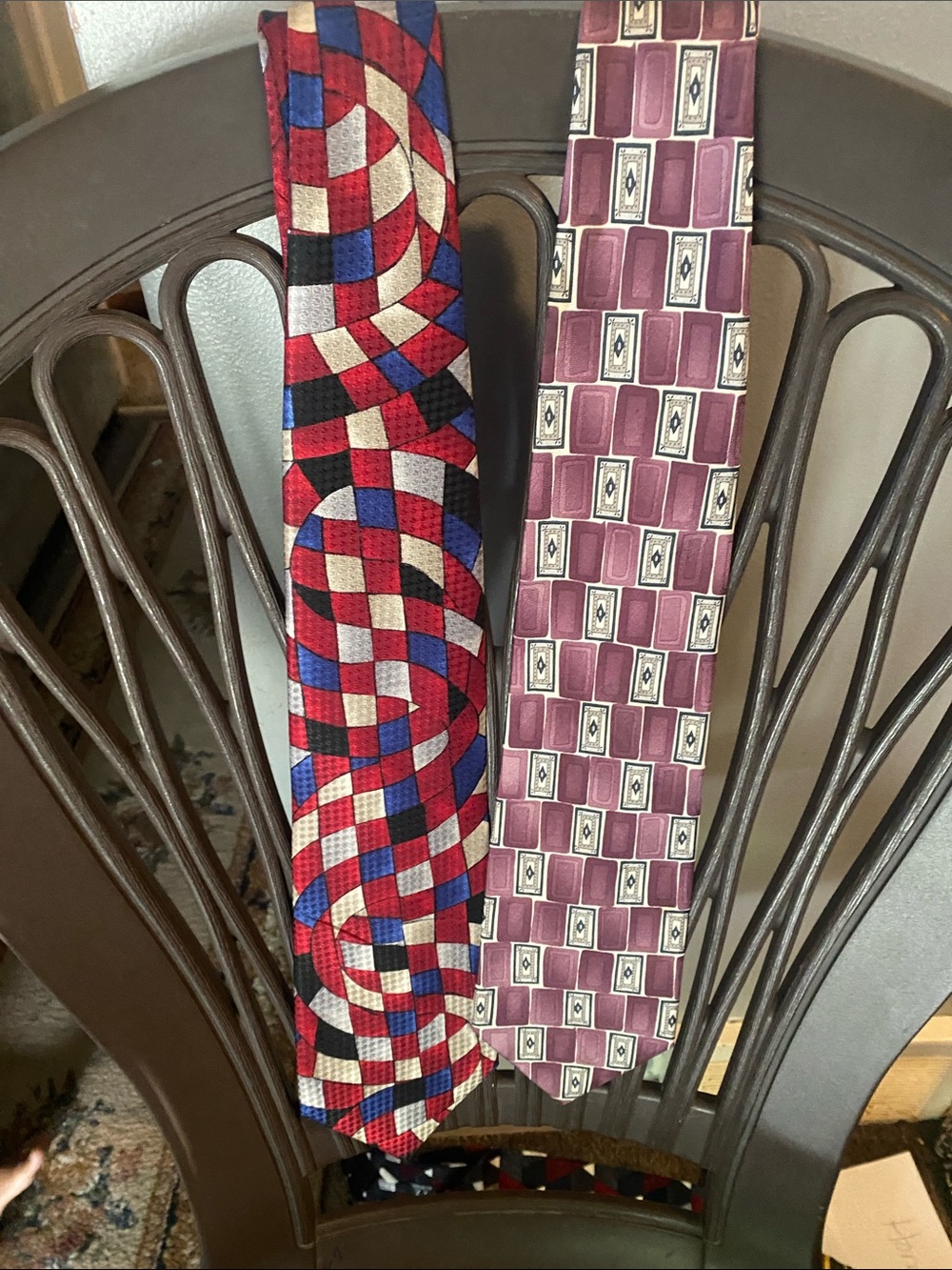 Pierre Cardin Red, Blue & Cream Geometric Tie Duo